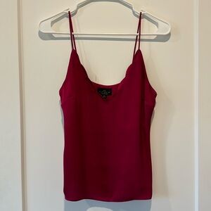 Petite Topshop Scalloped V-Neck Magenta Tank Top